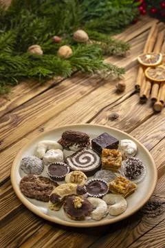 Various types of typical Czech christmas cookies Stock Photos