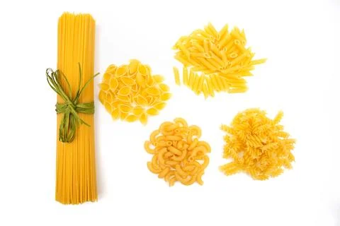 Various types of uncooked pasta Stock Photos