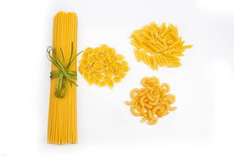 Various types of uncooked pasta Stock Photos