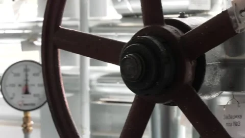 Various types of valves, hot steam pressure indicator. Stock Footage 106407193