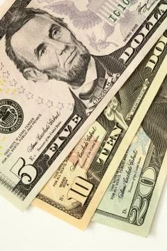 Various us dollar bills Stock Photos