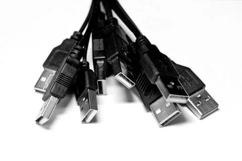 Various usb cable isolated on white with Clipping Path, ready to use Stock Photos