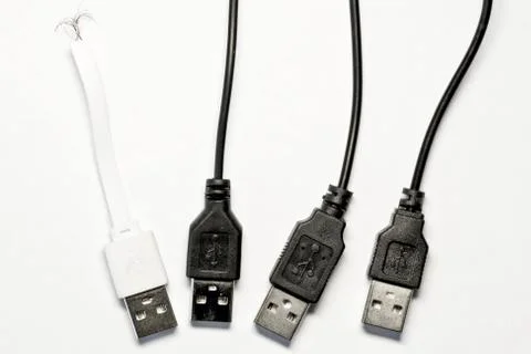 Various usb cable isolated on white with Clipping Path, ready to use Stock Photos