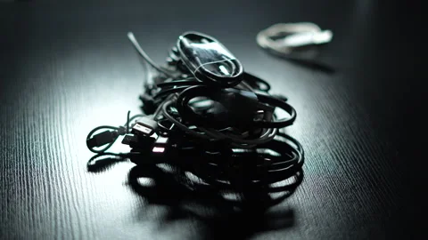 Various USB - TYPE-C cables and small connectors Stock Footage 320625942