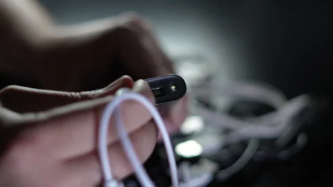 Various USB - TYPE-C cables and small connectors Stock Footage 320626687