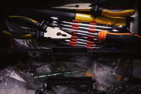 Various Utensils in a Box Stock-Fotos