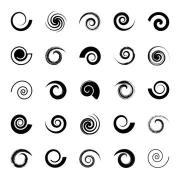 Various vector black spiral elements set isolated イラスト素材