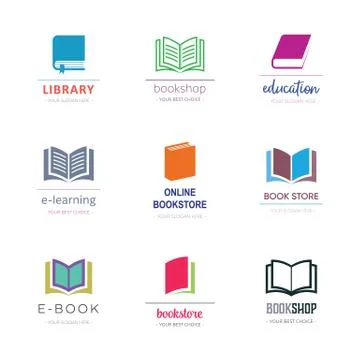 Various vector book symbol logo design templates Illustration