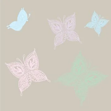 Various vector butterflies on background Stock Illustration