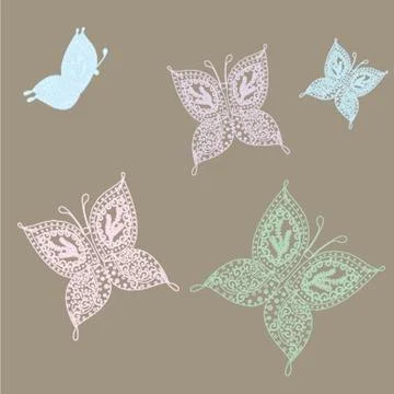 Various vector butterflies on background Stock-Illustration