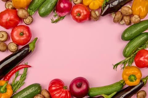Various vegetables on a light background with place to insert Stock Photos