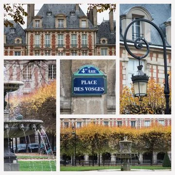 Various view of the vosges square in Paris - France Stock Photos