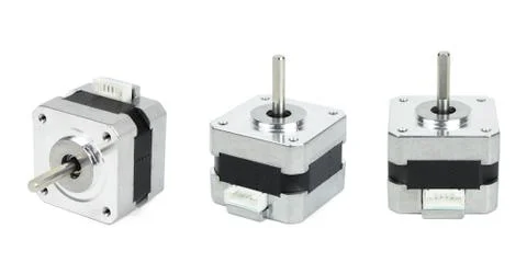 Various views of electrical stepping motor isolated on white. Stock Photos