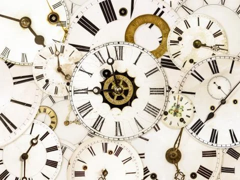 Various vintage clock faces Stock Photos