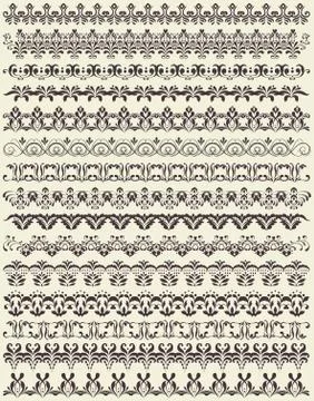 Various vintage frame border elements with ornate elegant retro abstract flor Stock Illustration