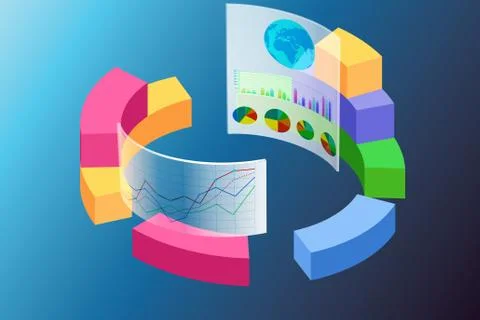Various visualisation at trading environment - 3d rendering Illustrazione stock