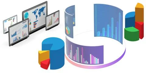Various visualisation at trading environment - 3d rendering 스톡 일러스트
