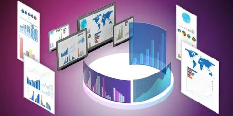 Various visualisation at trading environment - 3d rendering 스톡 일러스트