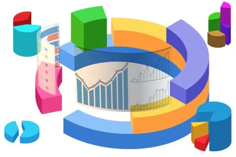 Various visualisation at trading environment - 3d rendering 스톡 일러스트