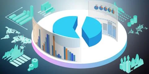 Various visualisation at trading environment - 3d rendering 库存插图
