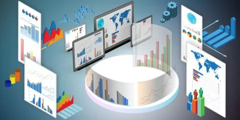 Various visualisation at trading environment - 3d rendering Illustrazione stock