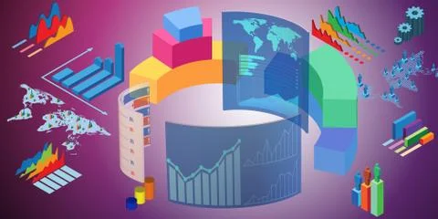 Various visualisation at trading environment - 3d rendering Illustrazione stock