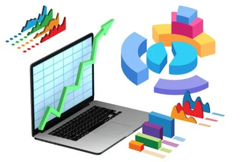 Various visualisation at trading environment - 3d rendering 스톡 일러스트