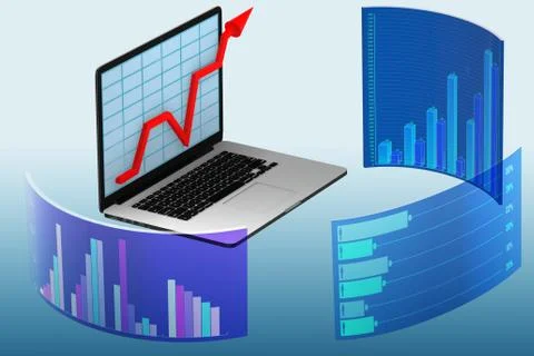 Various visualisation at trading environment - 3d rendering Stockillustratie