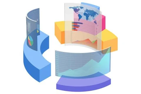 Various visualisation at trading environment - 3d rendering Stockillustratie