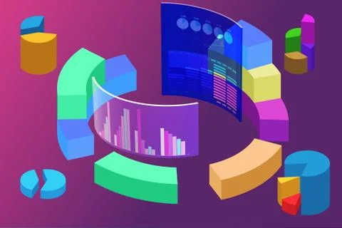 Various visualisation at trading environment - 3d rendering Illustrazione stock