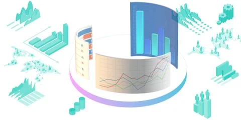Various visualisation at trading environment - 3d rendering 스톡 일러스트