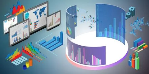 Various visualisation at trading environment - 3d rendering Stock Illustration