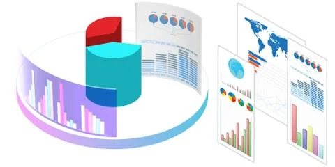Various visualisation at trading environment - 3d rendering イラスト素材