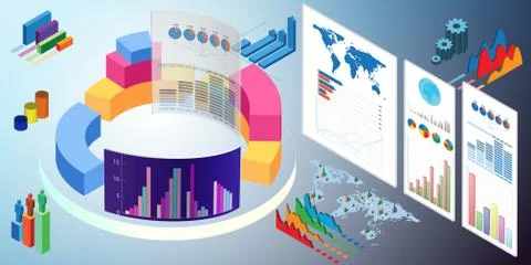 Various visualisation at trading environment - 3d rendering 스톡 일러스트