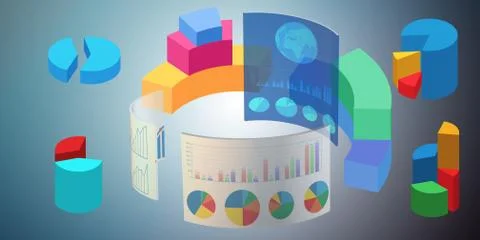Various visualisation at trading environment - 3d rendering Stock Illustration
