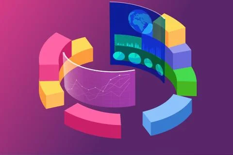 Various visualisation at trading environment - 3d rendering Illustrazione stock