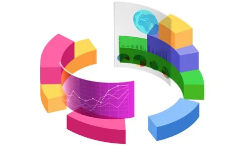 Various visualisation at trading environment - 3d rendering Stock Illustration