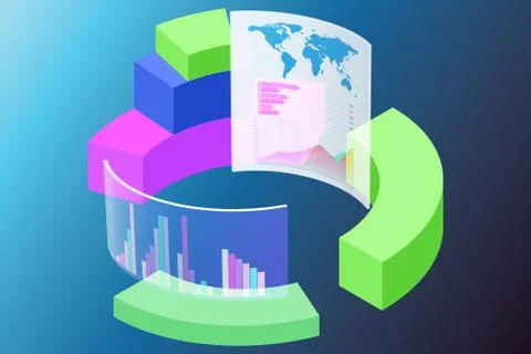 Various visualisation at trading environment - 3d rendering Stock Illustration