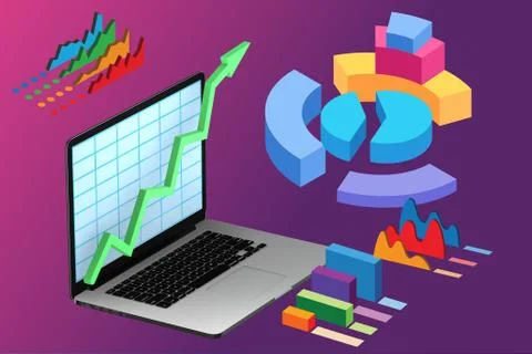 Various visualisation at trading environment - 3d rendering 스톡 일러스트