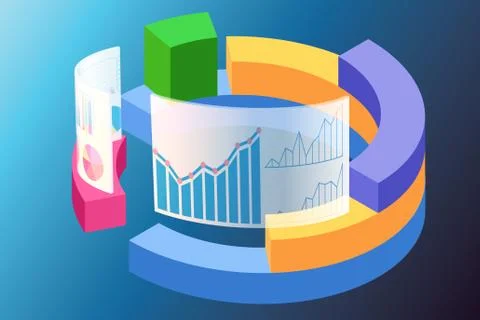 Various visualisation at trading environment - 3d rendering 스톡 일러스트