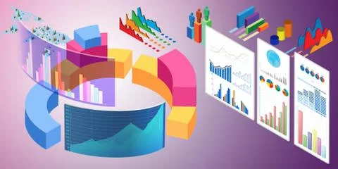 Various visualisation at trading environment - 3d rendering 스톡 일러스트
