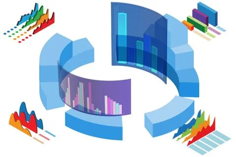 Various visualisation at trading environment - 3d rendering 스톡 일러스트