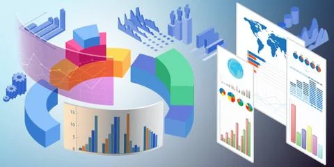 Various visualisation at trading environment - 3d rendering Illustrazione stock