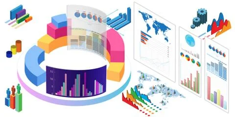 Various visualisation at trading environment - 3d rendering 스톡 일러스트