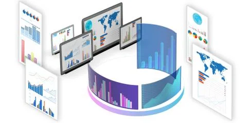 Various visualisation at trading environment - 3d rendering 스톡 일러스트