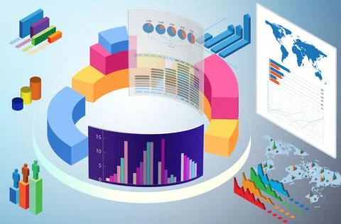 Various visualisation at trading environment - 3d rendering Stock Illustration