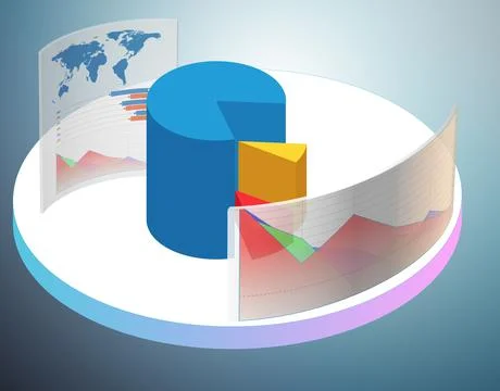 Various visualisation at trading environment - 3d rendering 스톡 일러스트