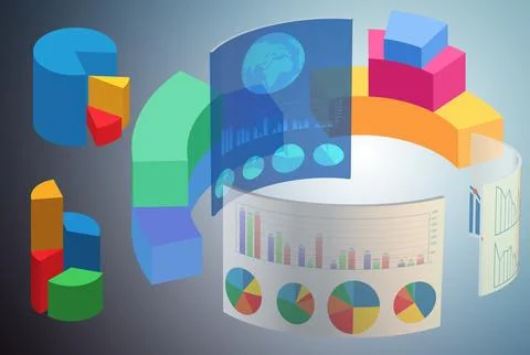 Various visualisation at trading environment - 3d rendering Illustrazione stock