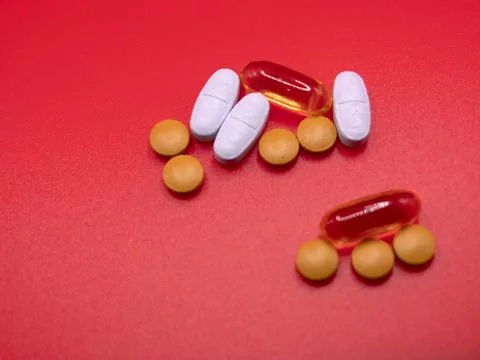 Various Vitiamins Tablets colors Stock Photos
