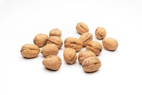 Various walnuts on white background Foto stock